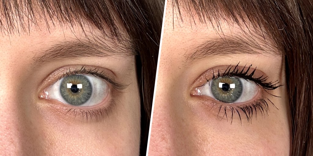 Efekt przed i po użyciu tuszu Sky High